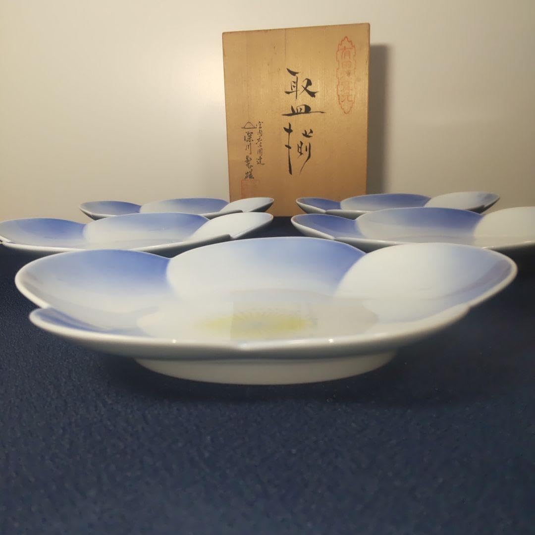 深川製磁 梅型 花型 取り皿 中皿 木箱付 食器 ホーム